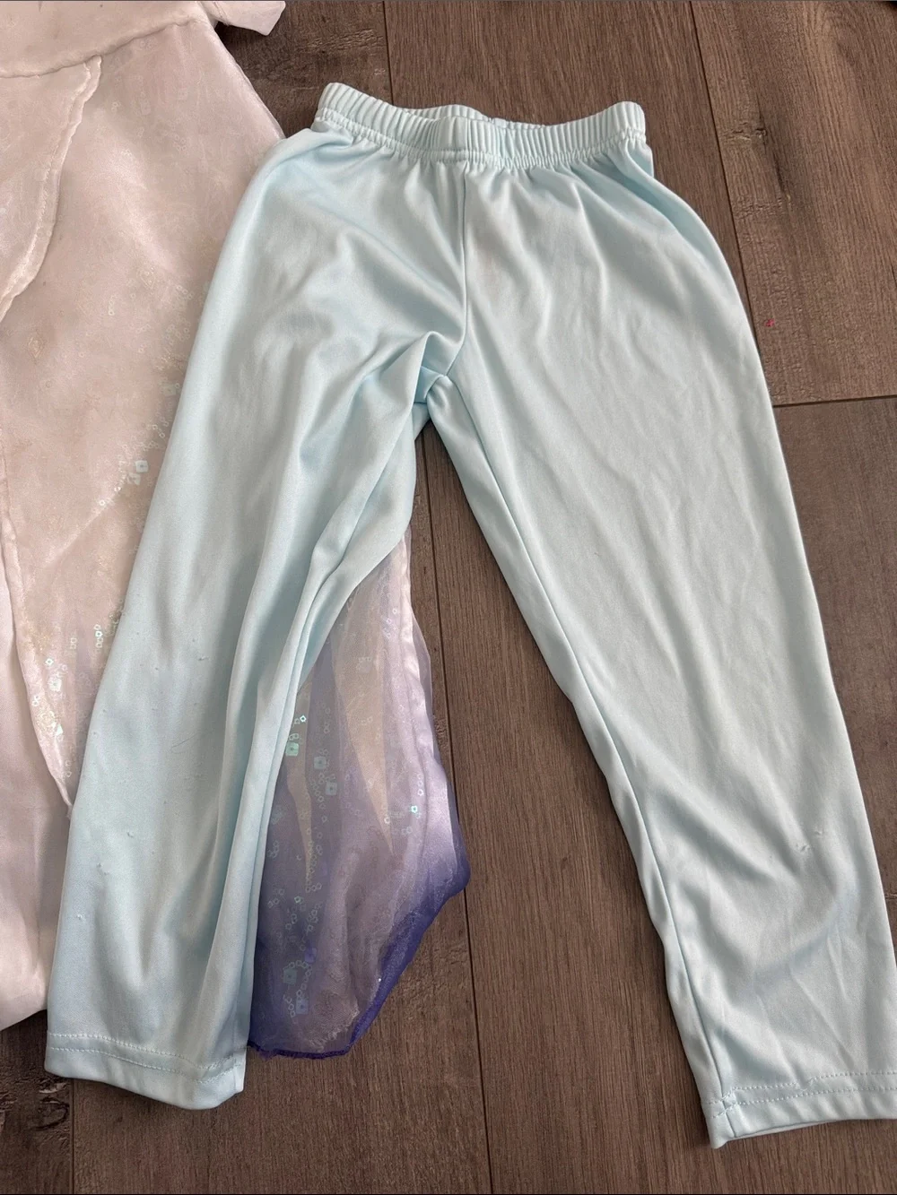 Disney Store Elsa White Dress with Light Blue Ombre Sequin Overlay Costume